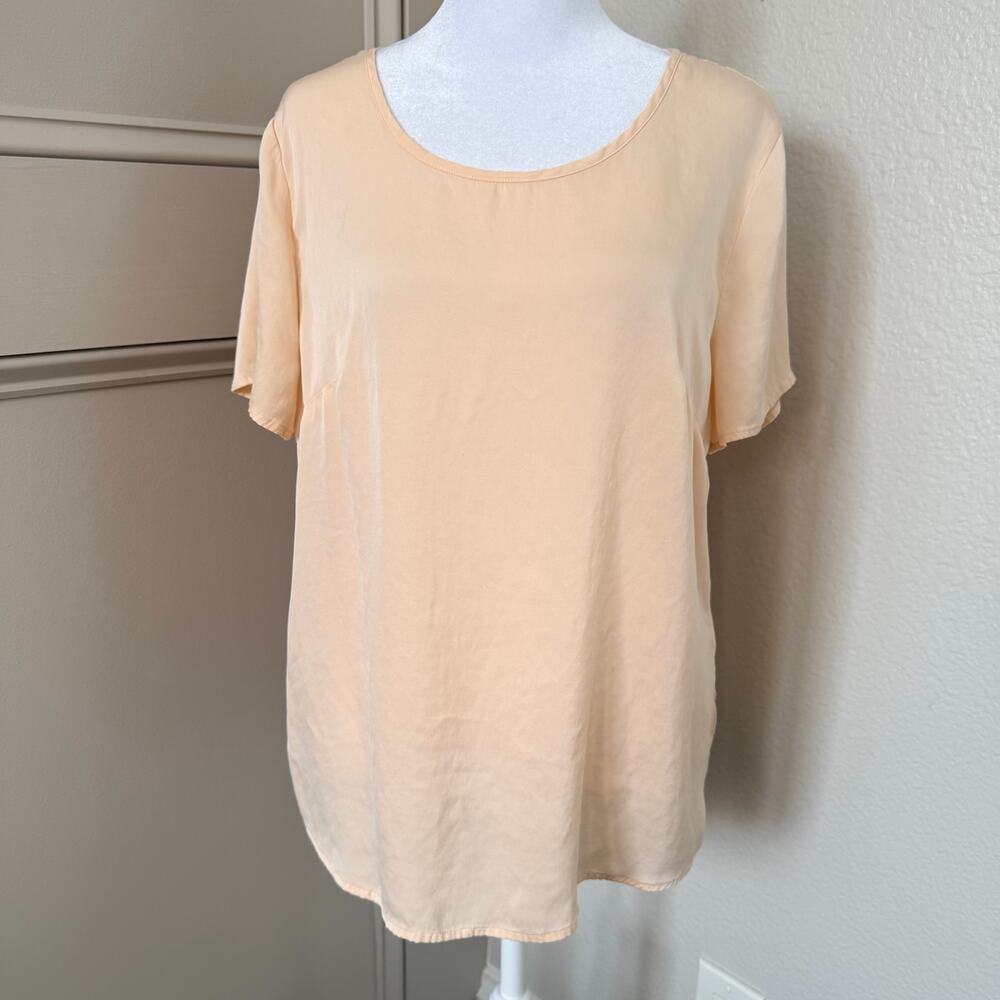 Quince Washable Stretch Silk Tee XL Soft Peach Short Sleeve Top